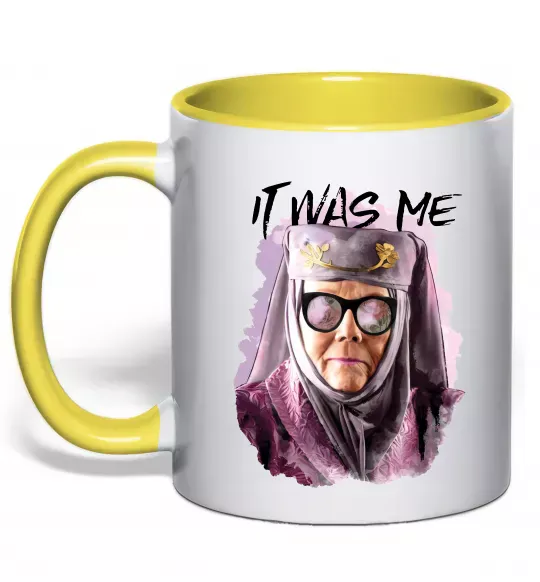 Чашка с цветной ручкой It was me Солнечно желтый фото