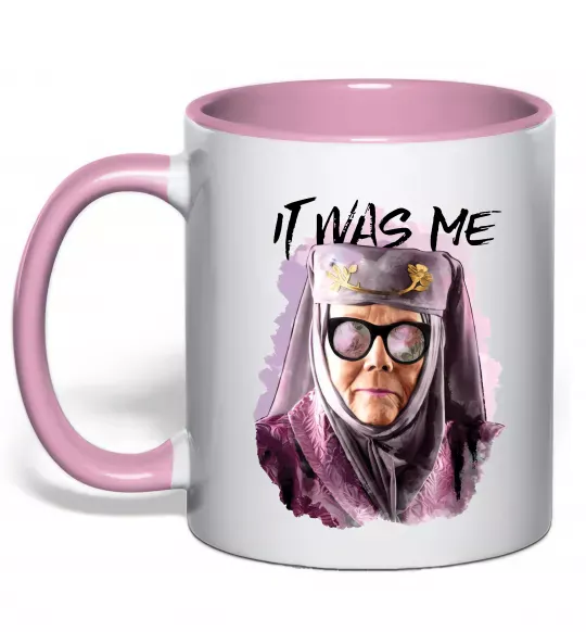 Чашка с цветной ручкой It was me Нежно розовый фото