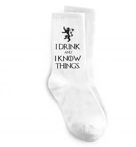 Шкарпетки I drink and i know things Білий фото
