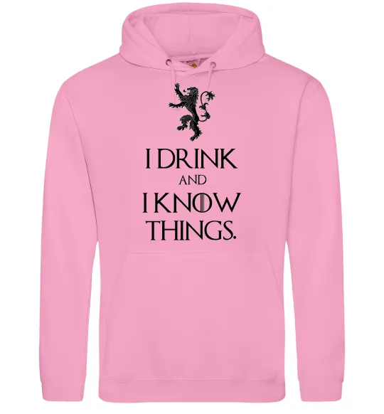 Чоловіча толстовка (худі) I drink and i know things Рожевий фото