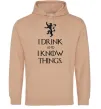 Женская толстовка (худи) I drink and i know things Песочный фото