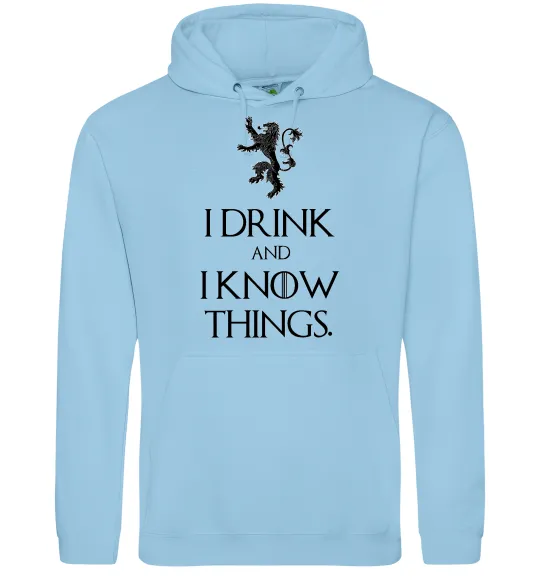 Женская толстовка (худи) I drink and i know things Голубой фото