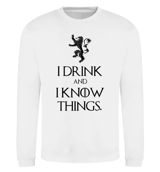 Світшот I drink and i know things Білий фото