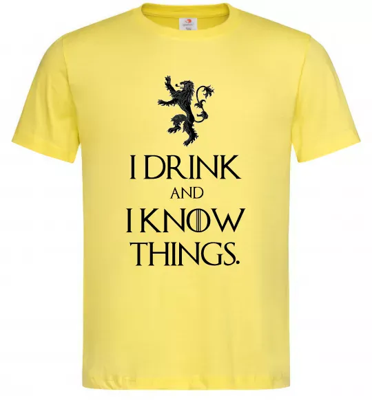 Чоловіча футболка I drink and i know things Лимонний фото
