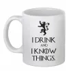 Чашка керамічна I drink and i know things Білий фото