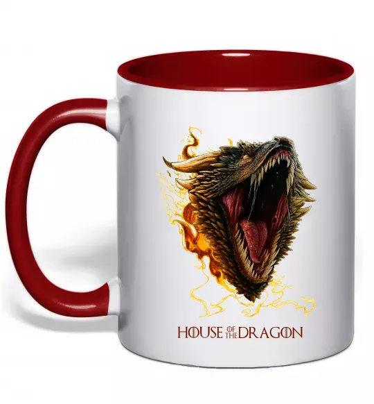 Чашка з кольоровою ручкою House of dragon Червоний фото