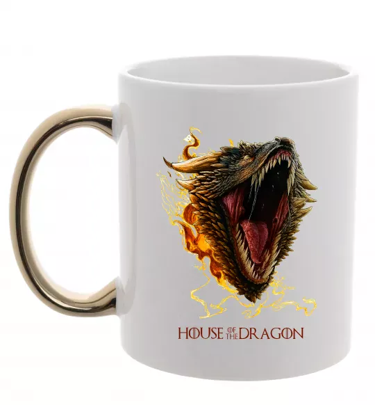 Чашка з кольоровою ручкою House of dragon Золото фото