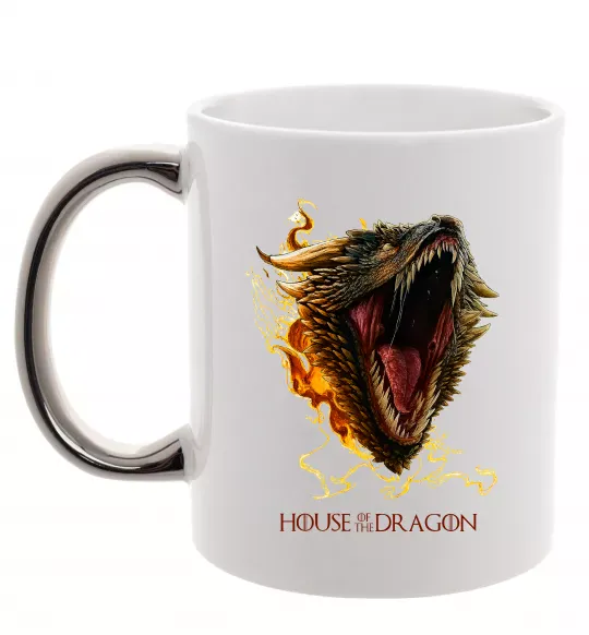 Чашка з кольоровою ручкою House of dragon Срібло фото