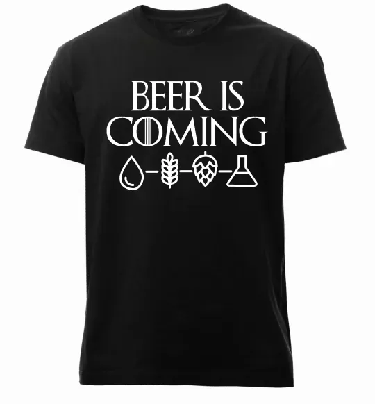 Мужская премиум футболка Beer is coming Черный фото