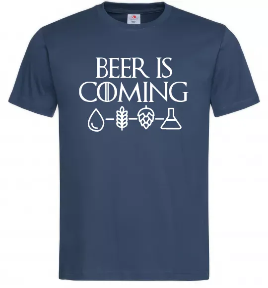 Мужская футболка Beer is coming Темно-синий фото