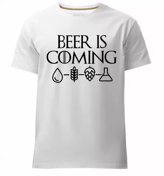 Мужская премиум футболка Beer is coming Белый фото