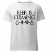 Мужская премиум футболка Beer is coming Белый фото