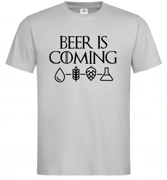 Мужская футболка Beer is coming Серый фото