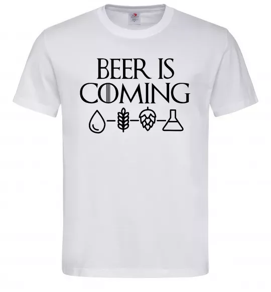 Мужская футболка Beer is coming Белый фото