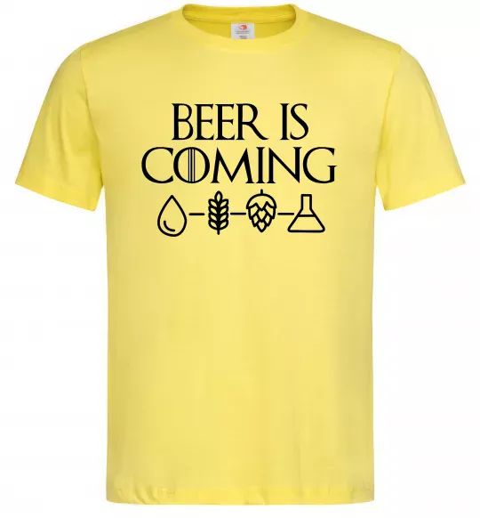 Мужская футболка Beer is coming Лимонный фото