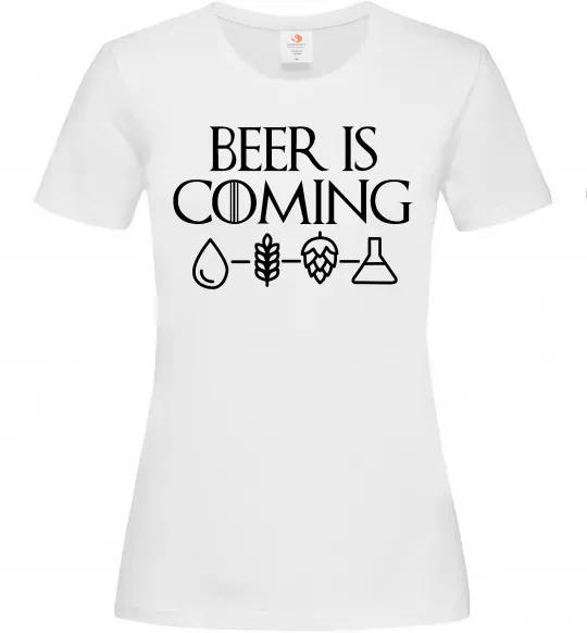 Жіноча футболка Beer is coming Білий фото