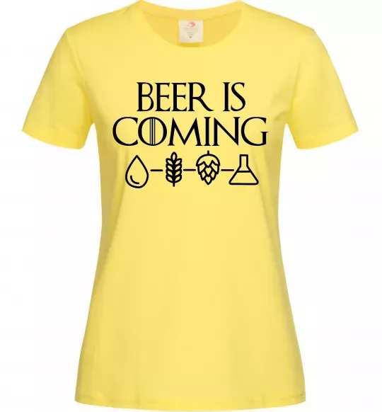 Жіноча футболка Beer is coming Лимонний фото