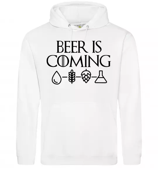 Мужская толстовка (худи) Beer is coming Белый фото