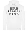 Мужская толстовка (худи) Beer is coming Белый фото