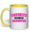 Чашка з кольоровою ручкою Favorite daughter since Лимонний фото