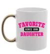 Чашка с цветной ручкой Favorite daughter since Золото фото