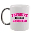 Чашка с цветной ручкой Favorite daughter since Серебро фото
