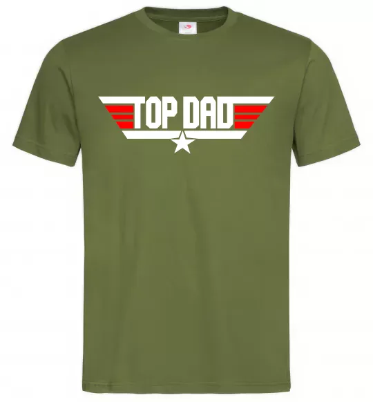 Чоловіча футболка Top dad Оливковий фото