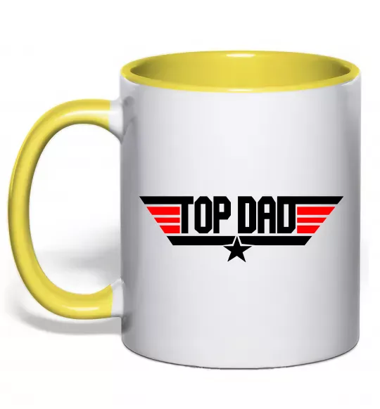 Чашка с цветной ручкой Top dad Солнечно желтый фото