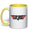 Чашка с цветной ручкой Top dad Лимонный фото