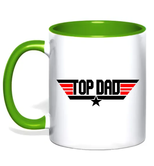 Чашка с цветной ручкой Top dad Лаймовый фото