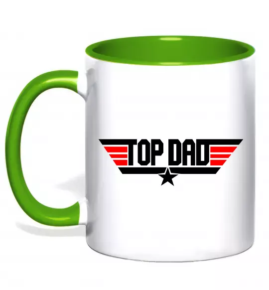 Чашка с цветной ручкой Top dad Зеленый фото