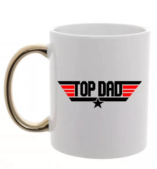 Чашка с цветной ручкой Top dad Золото фото