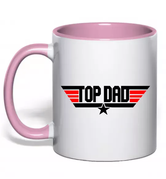 Чашка с цветной ручкой Top dad Нежно розовый фото