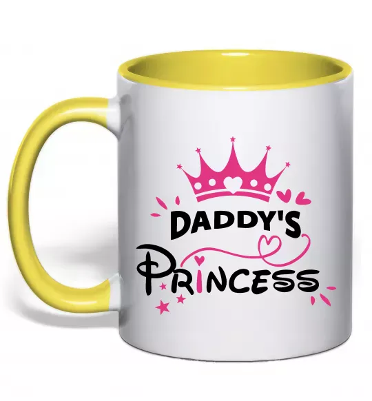 Чашка з кольоровою ручкою Daddy`s princess Сонячно жовтий фото