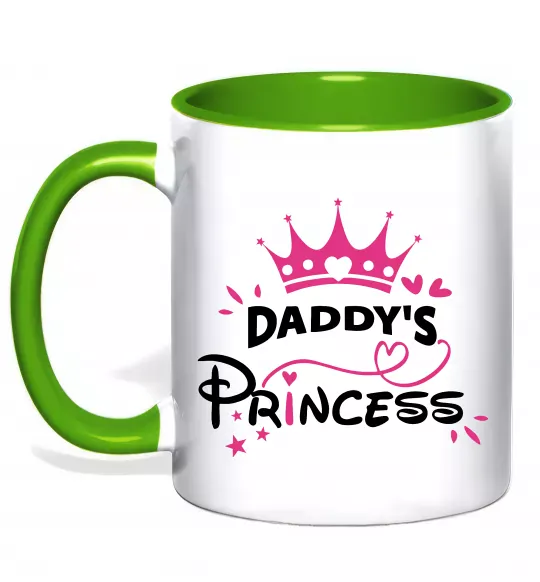 Чашка з кольоровою ручкою Daddy`s princess Зелений фото
