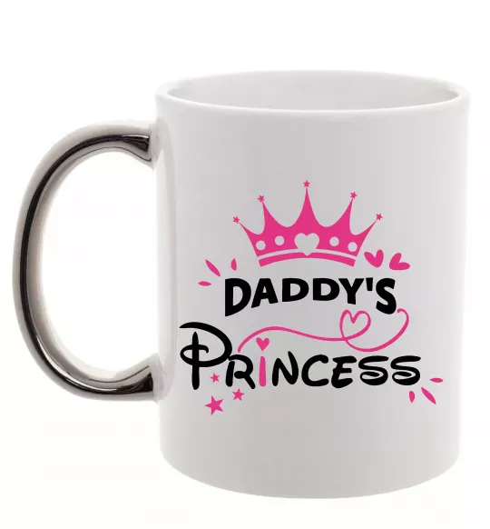 Чашка з кольоровою ручкою Daddy`s princess Срібло фото