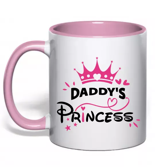 Чашка з кольоровою ручкою Daddy`s princess Ніжно рожевий фото