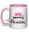Чашка з кольоровою ручкою Daddy`s princess Ніжно рожевий фото