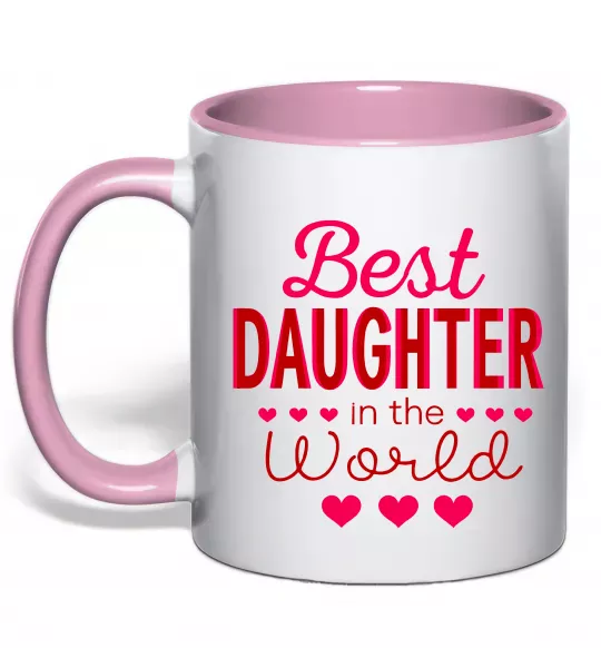 Чашка с цветной ручкой Best daughter in world Нежно розовый фото
