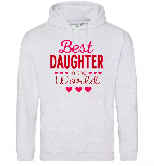 Женская толстовка (худи) Best daughter in world Серый меланж фото