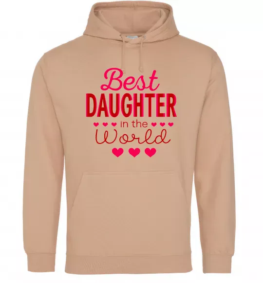 Женская толстовка (худи) Best daughter in world Песочный фото