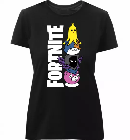Жіноча преміум футболка Tiny Fortnite Чорний фото