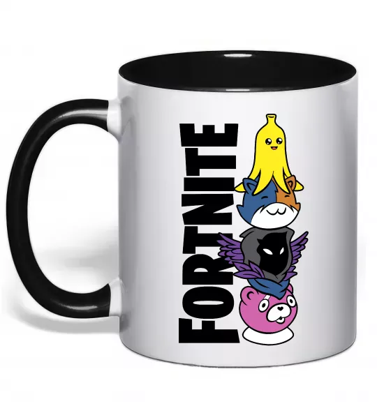 Чашка з кольоровою ручкою Tiny Fortnite Чорний фото