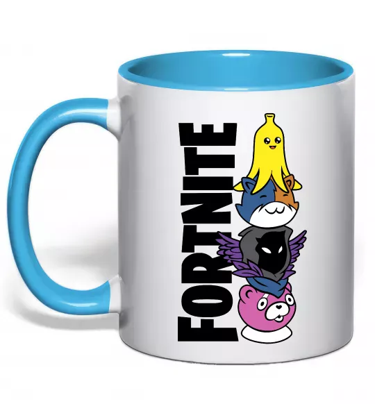 Чашка з кольоровою ручкою Tiny Fortnite Блакитний фото