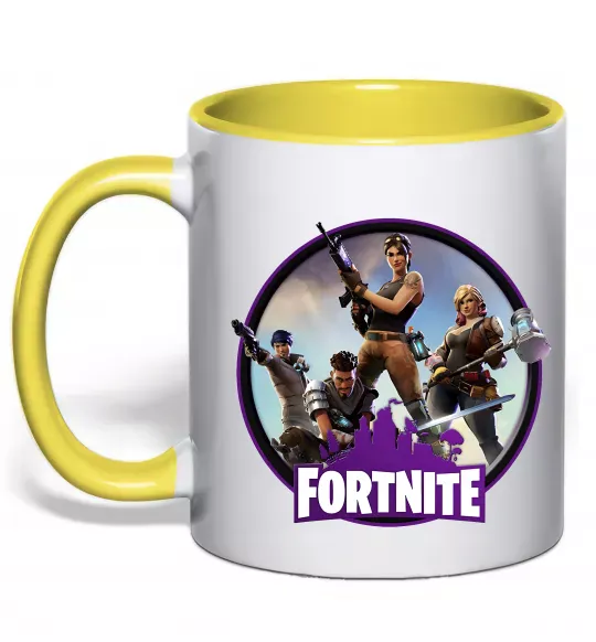Чашка з кольоровою ручкою Logo Fortnite Сонячно жовтий фото