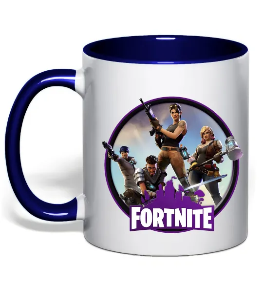 Чашка з кольоровою ручкою Logo Fortnite Глибокий темно-синій фото