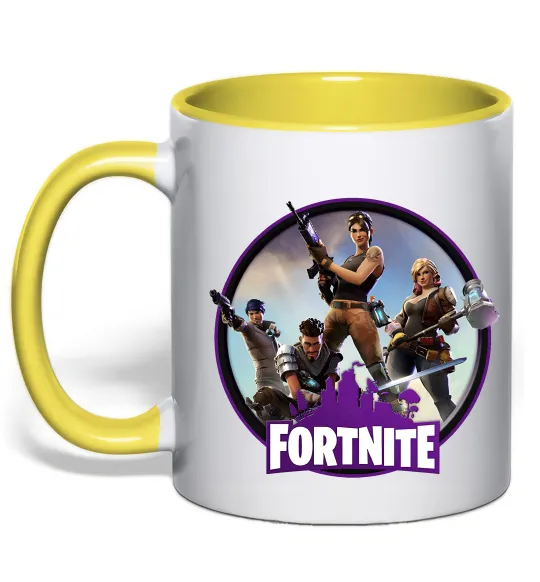 Чашка с цветной ручкой Logo Fortnite Лимонный фото