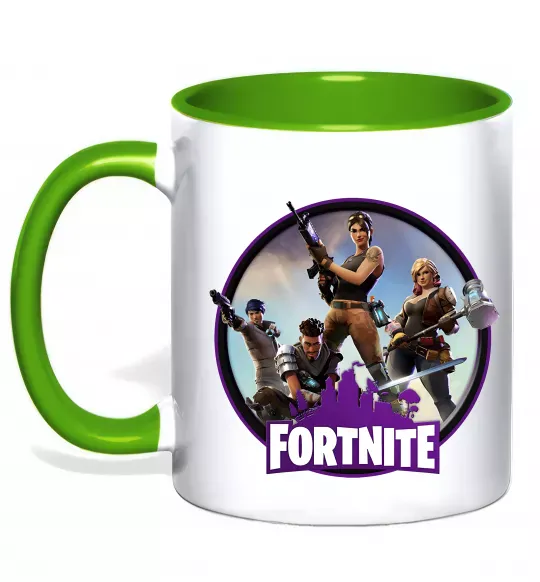 Чашка з кольоровою ручкою Logo Fortnite Зелений фото