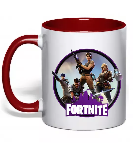 Чашка з кольоровою ручкою Logo Fortnite Червоний фото
