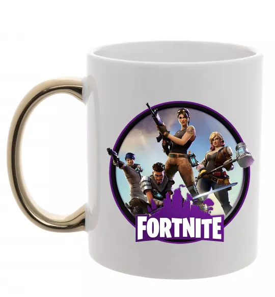 Чашка з кольоровою ручкою Logo Fortnite Золото фото
